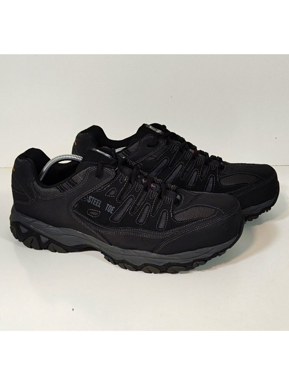 Skechers Cankton Steel Toe Memory Foam Wide Work Shoes Men's 13 4E Black 77055W